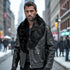 HEED NYC Men's Signature Embossed Leather Moto Jacket